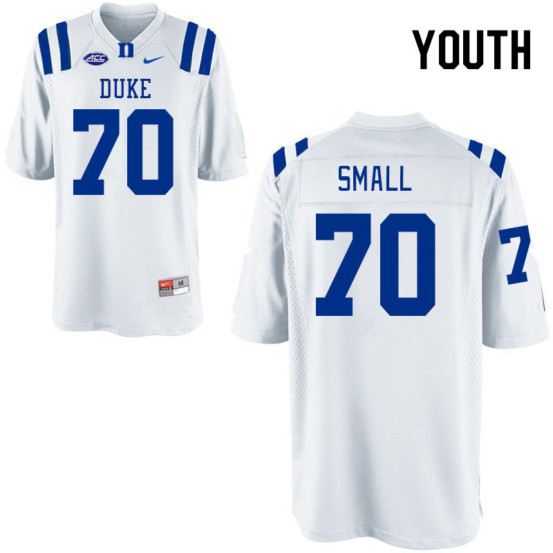 Youth #70 Jack Small Duke Blue Devils College Football Jerseys Stitched-White